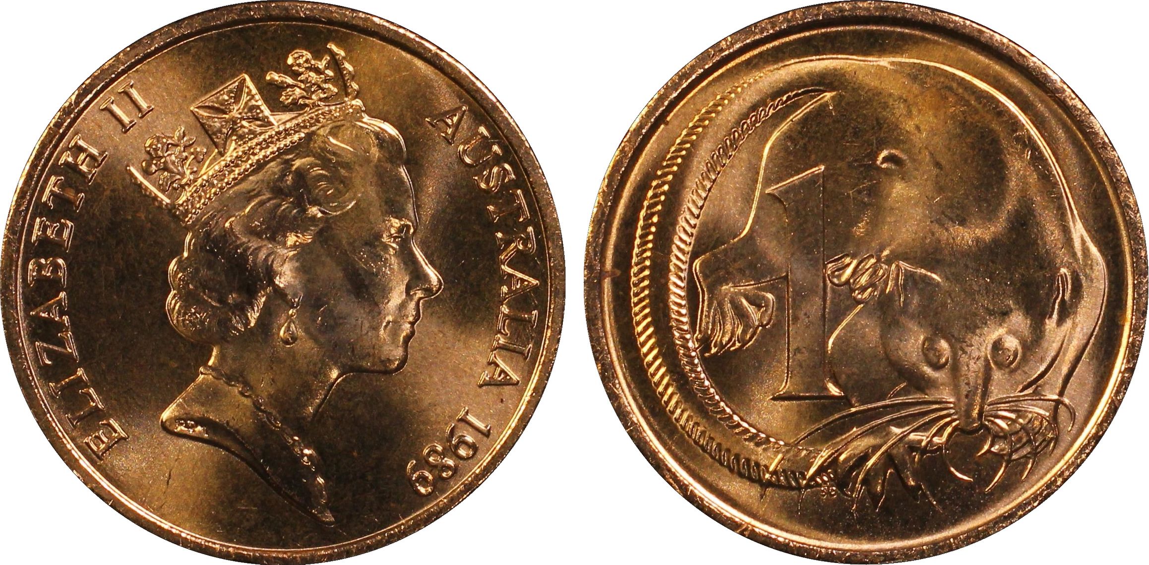 Elizabeth II, One Cent, 1989, PCGS MS65RD