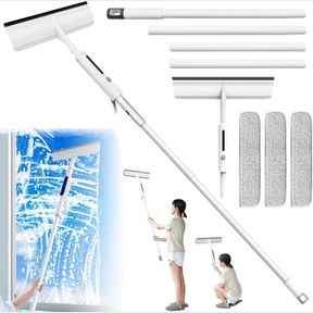 SQUEEGEE FOR WINDOW CLEANING WITH SPRAY: 2024 NEW 57' DUAL SIDE MIST RETRACTABLE CAR GLASS CLEANER TOOL - 3 IN 1 HOUSEHOLD SQUEEGE