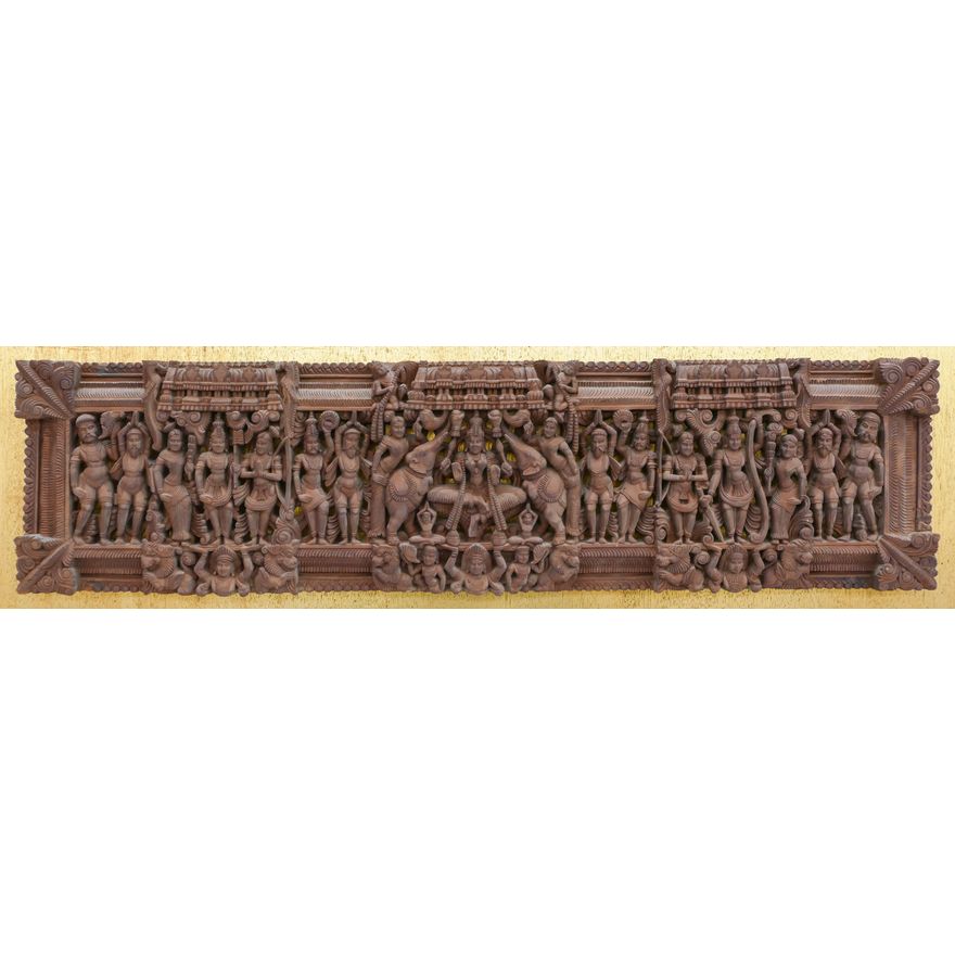 Indian 19th Cent. Wood Lintel Freeze Carved Panel