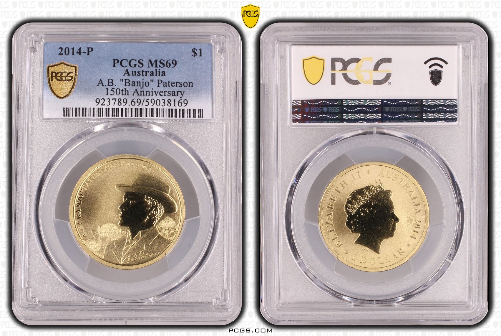 A.B. "Banjo" Paterson - 150th Anniversary, One Dollar, 2014-P, PCGS MS69