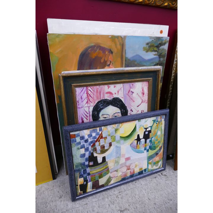 6pc Modern Oil Paintings- Haseltine Etc- largest 30x24''