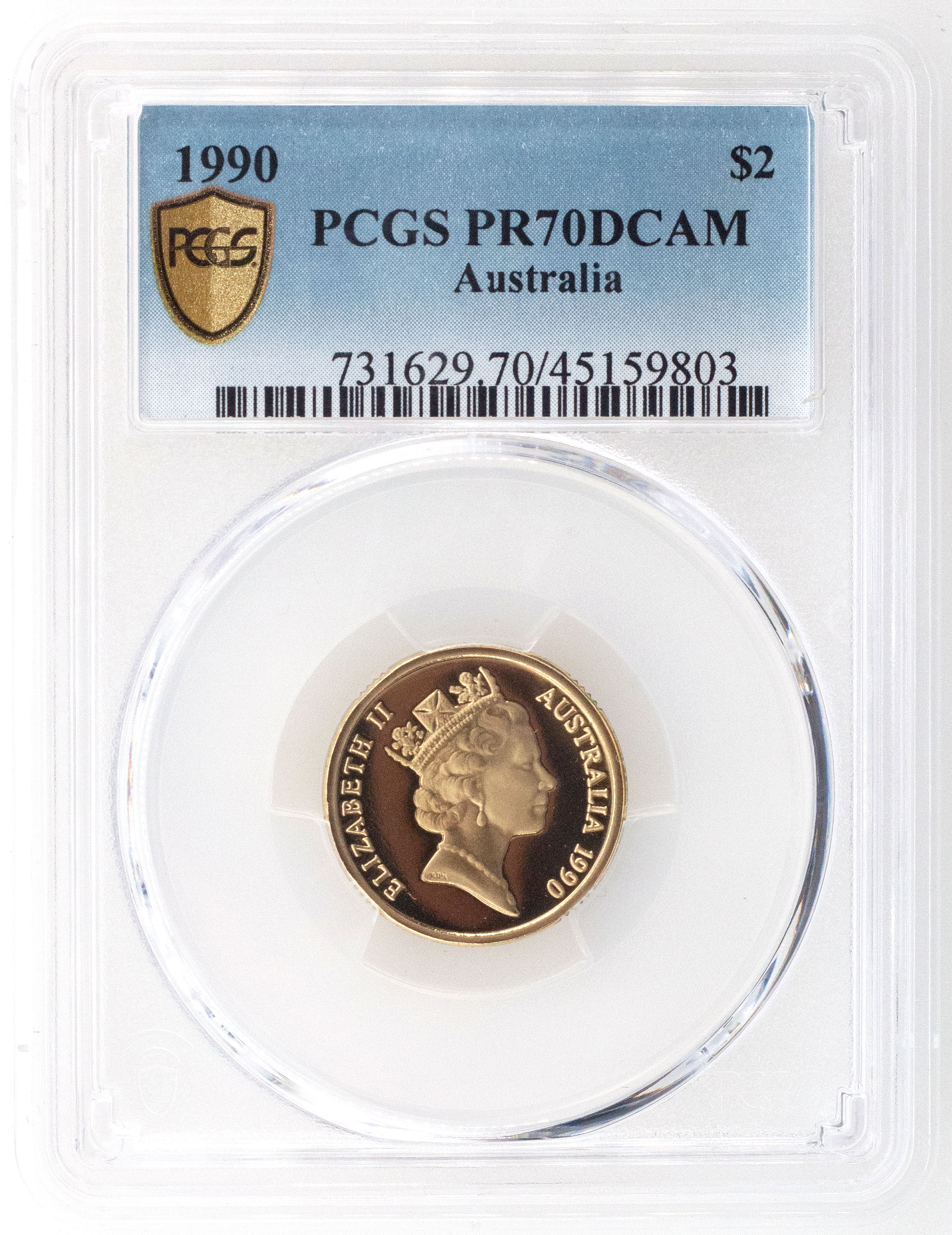 1990 Australian Two Dollar, $2 Proof PCGS - PR70DCAM POP 26/0 -803