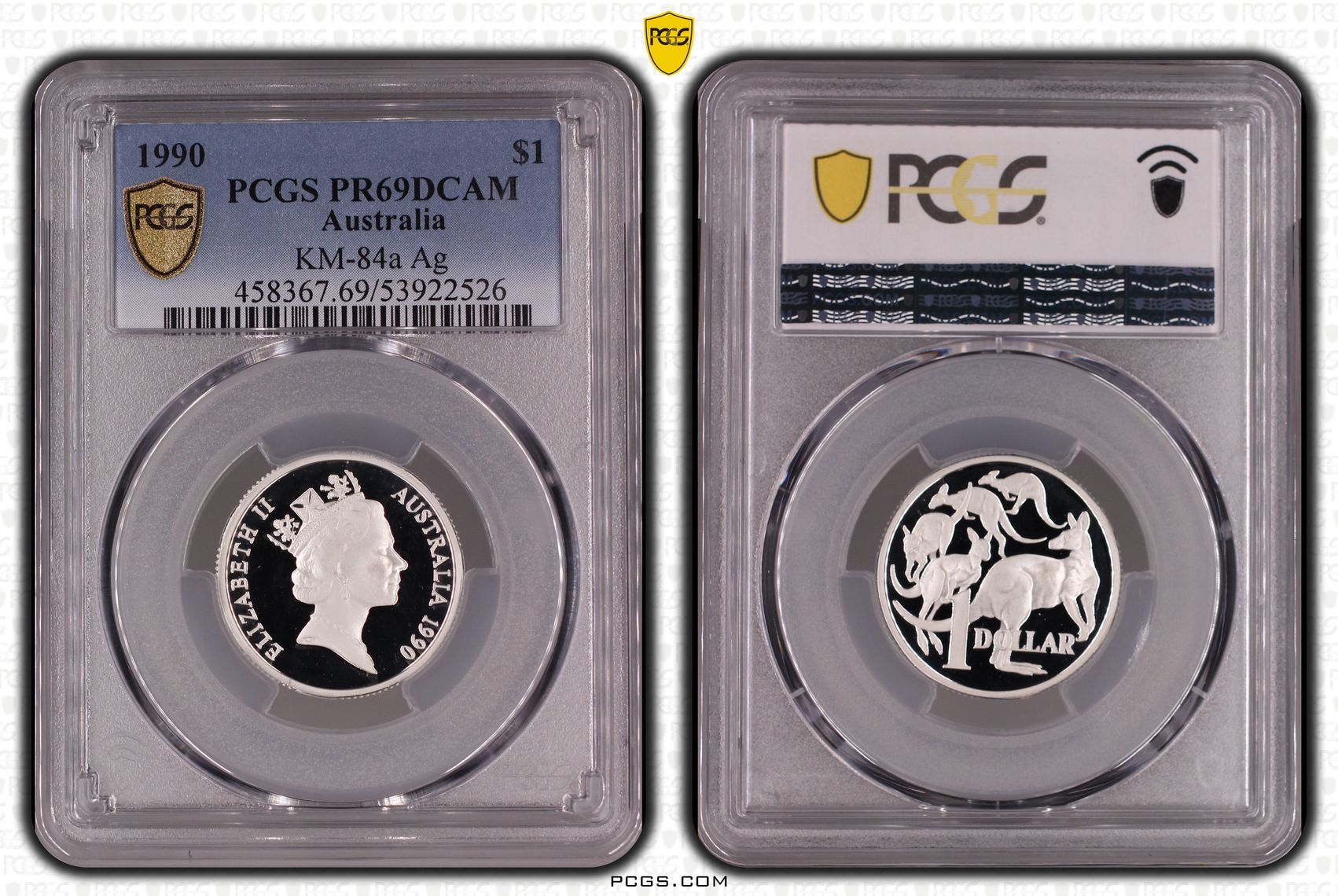 KM-84a Silver, One Dollar, 1990, PCGS PR69DCAM