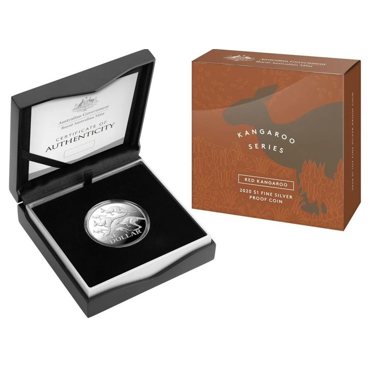 2020 RAM $1 Kangaroo Series Fine Silver Proof Coin Box & COA