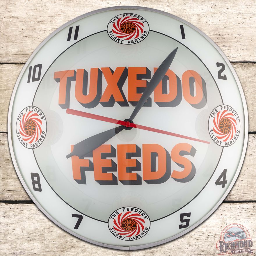 Tuxedo Feeds 15" Double Bubble Advertising Clock