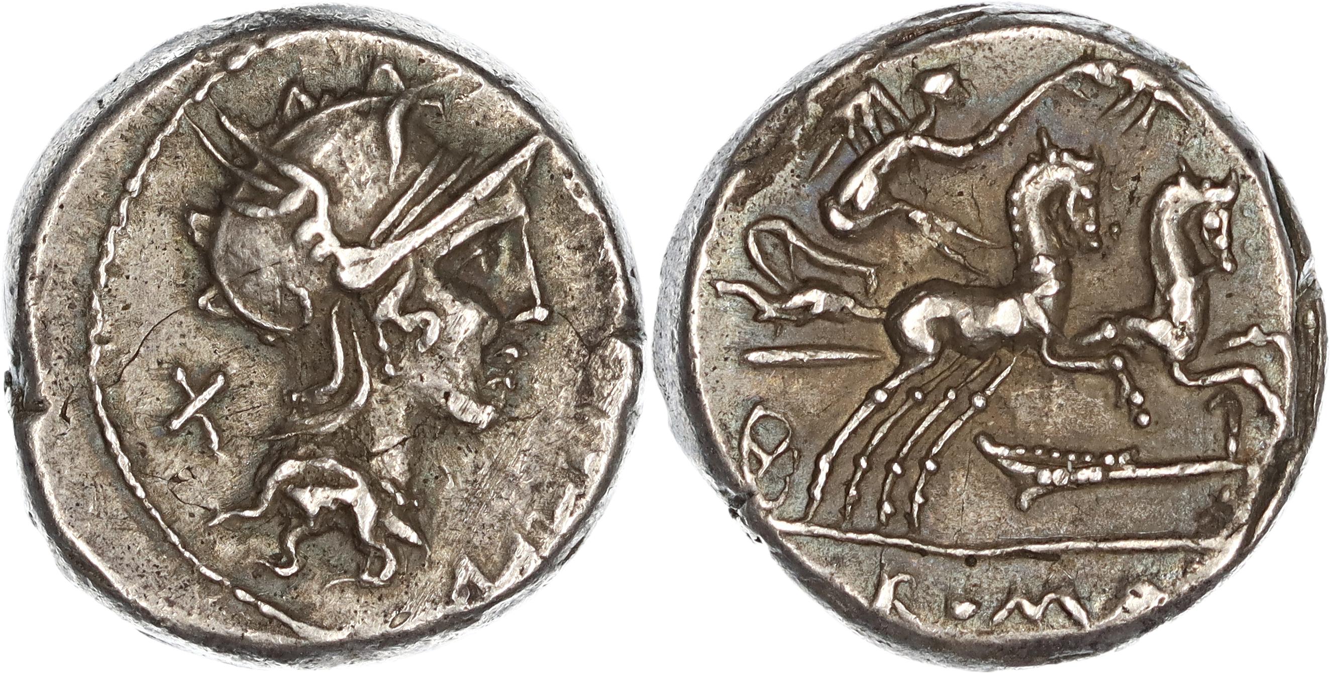 Roman Republic, M. Cipius M.f., Silver Denarius, 115-114 BC, VF