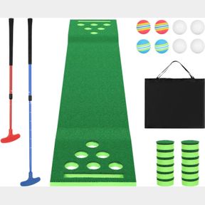 GOLF PONG PUTTING GAME INDOOR PUTTING GREEN 9.8 FT GOLF PONG MAT SET WITH 2 PUTTERS, 8 GOLF BALLS, GREAT GOLF GIFTS FOR BACKYARD P