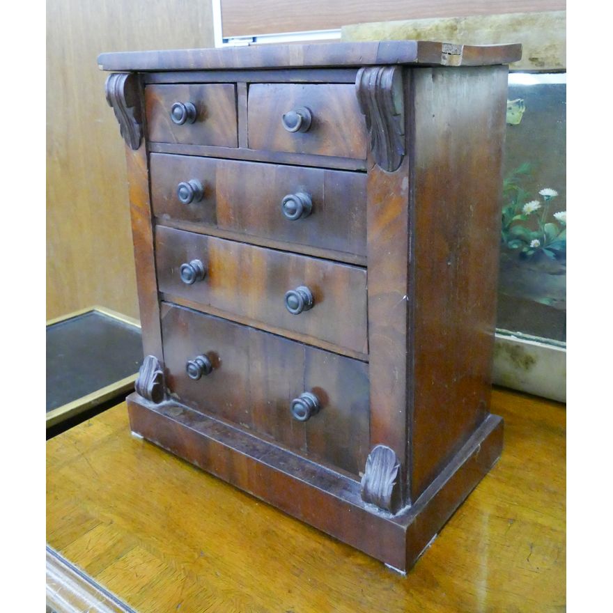Antique Empire Walnut Jewelry Chest- 15x13x7''