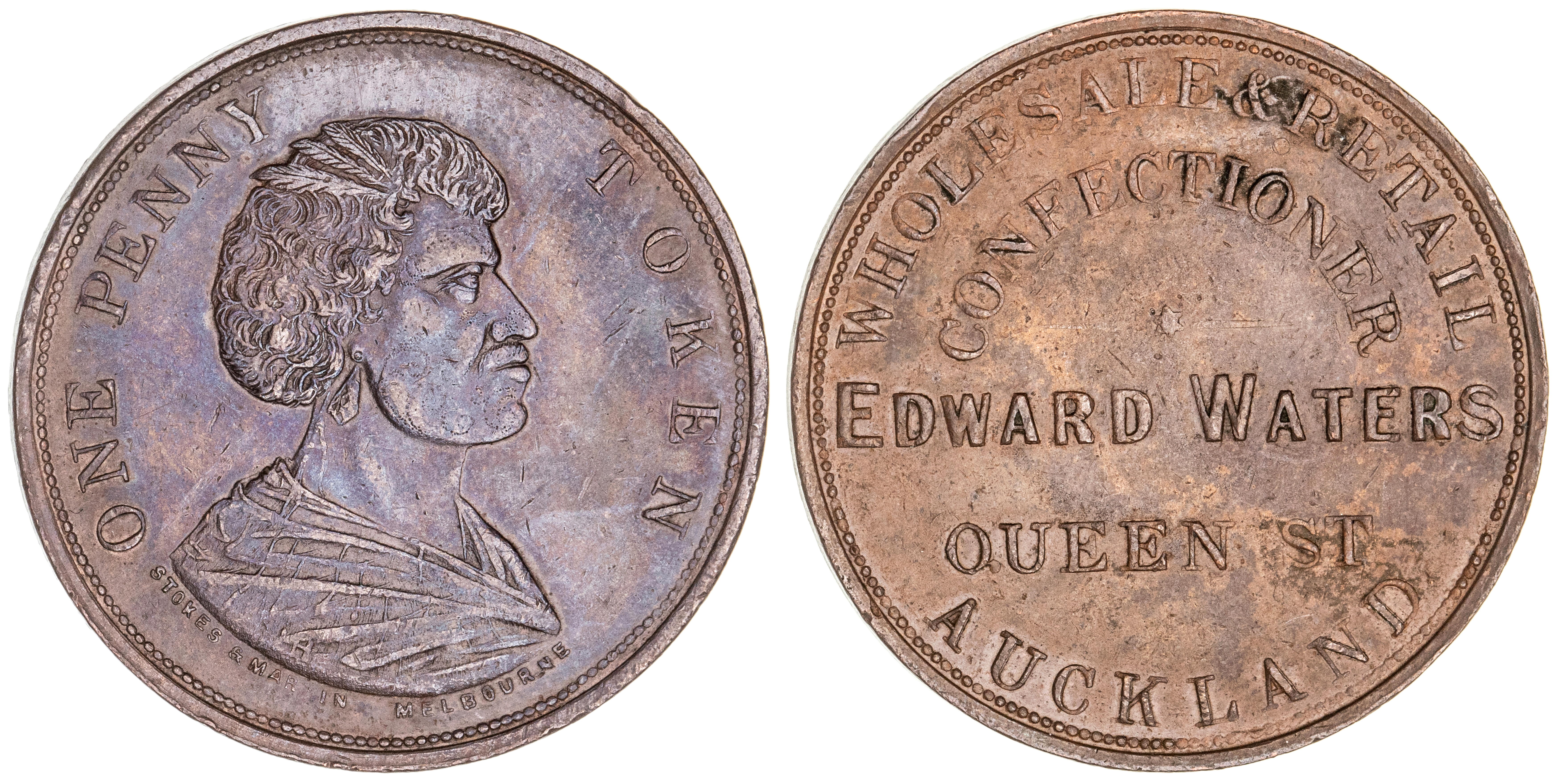 406 · New Zealand, Edward Waters, Auckland, Penny, ND, aEF