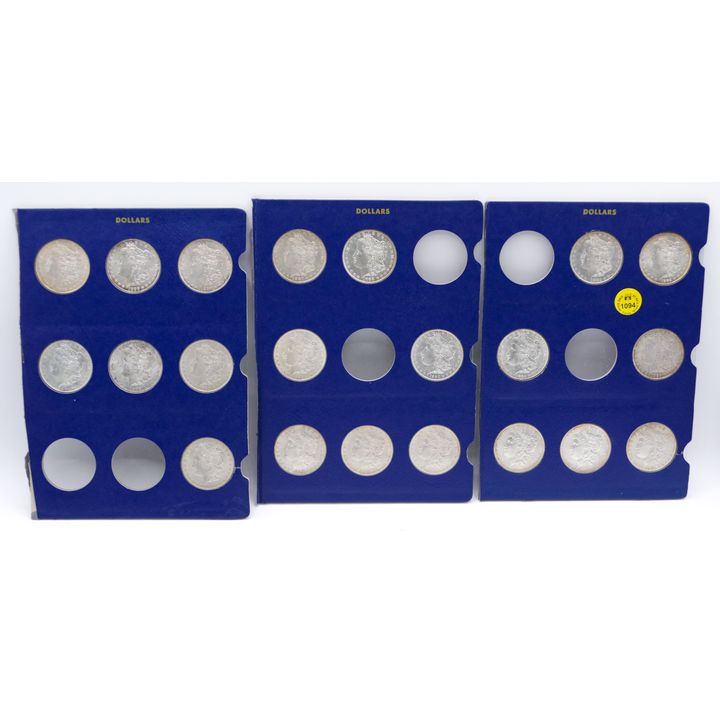 3 Sheets 21pc US Morgan Silver Dollars 1883-1921 Some AU or better