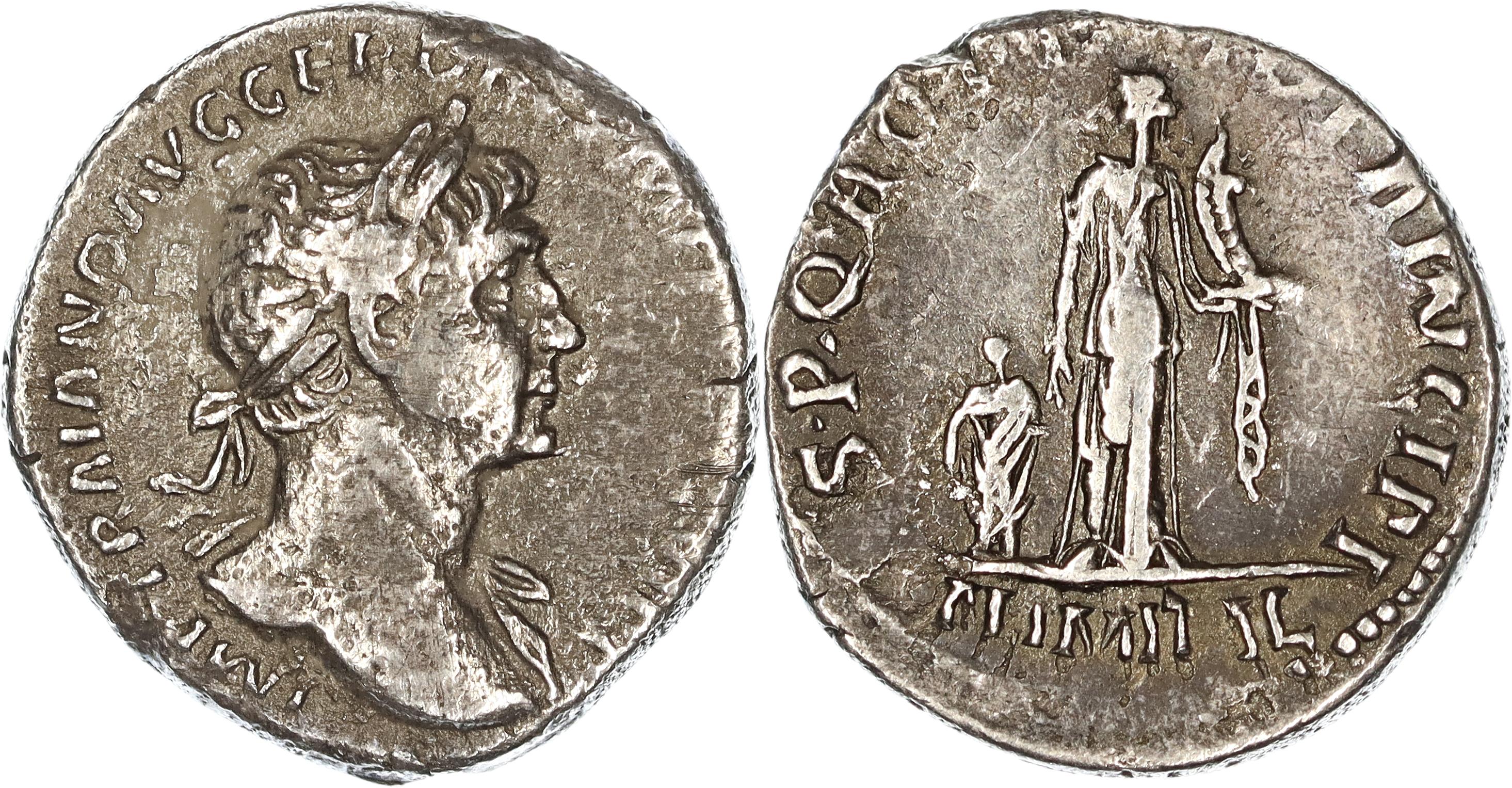Roman Empire, Trajan, Silver Denarius, 112-113 AD, gF-aVF