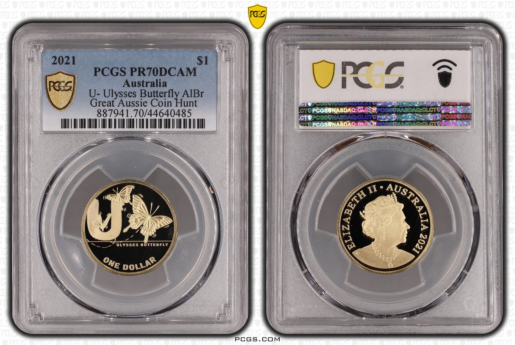 U- Ulysses Butterfly AlBr, One Dollar, 2021, PCGS PR70DCAM