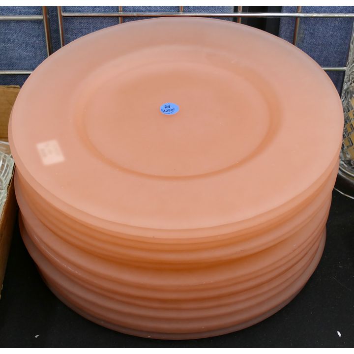 16pc Large Pink Frosted Plates 12.5''