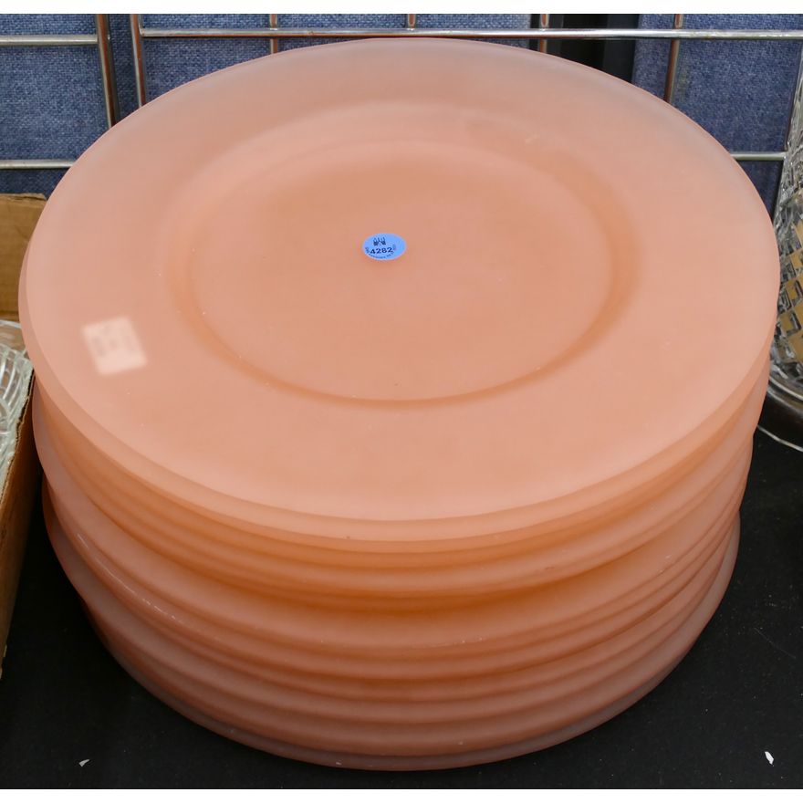 16pc Large Pink Frosted Plates 12.5''