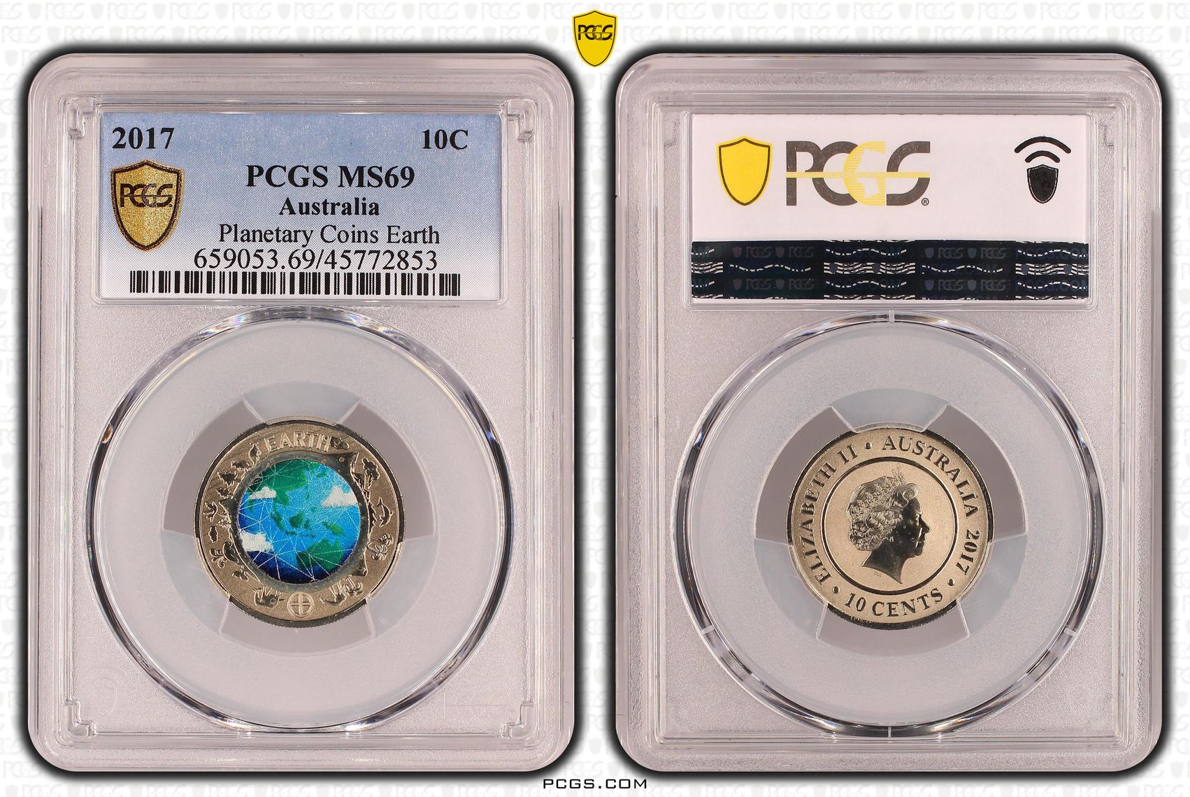 Elizabeth II, Planetary Coins Earth, Ten Cent, 2017, PCGS MS 69
