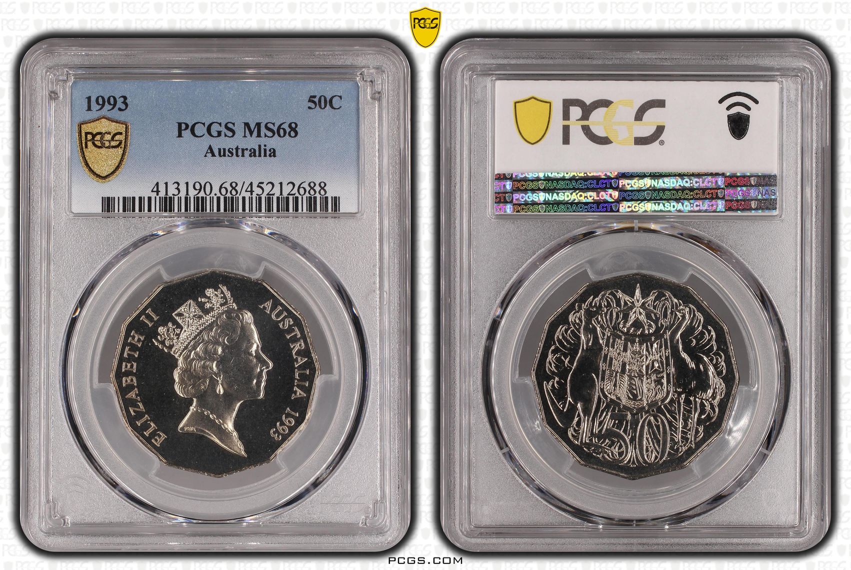 1993 Australia Fifty Cent, 50c PCGS - MS68 POP 12/0 -688