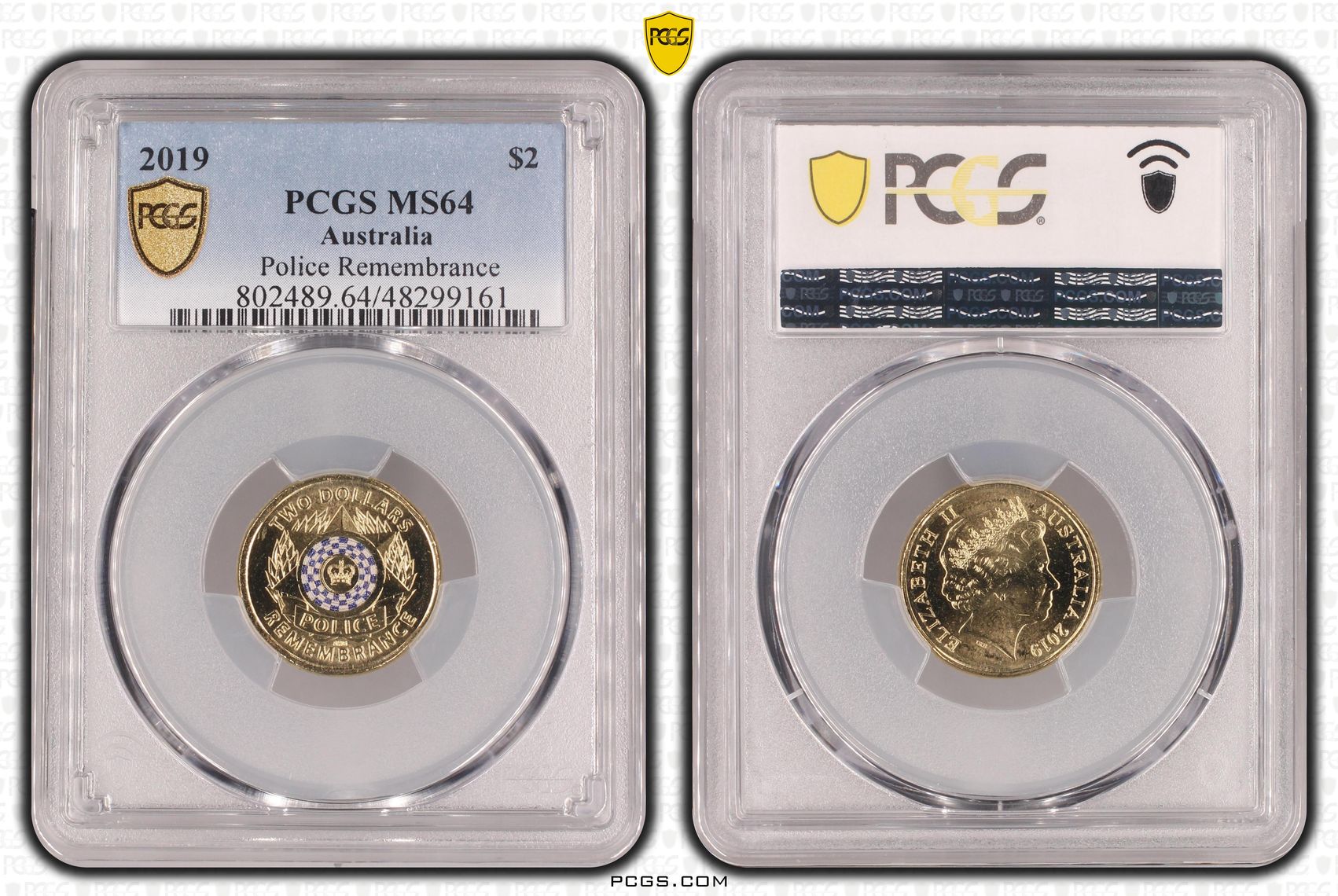 Police Remembrance Colourised, Two Dollar, 2019, PCGS MS64