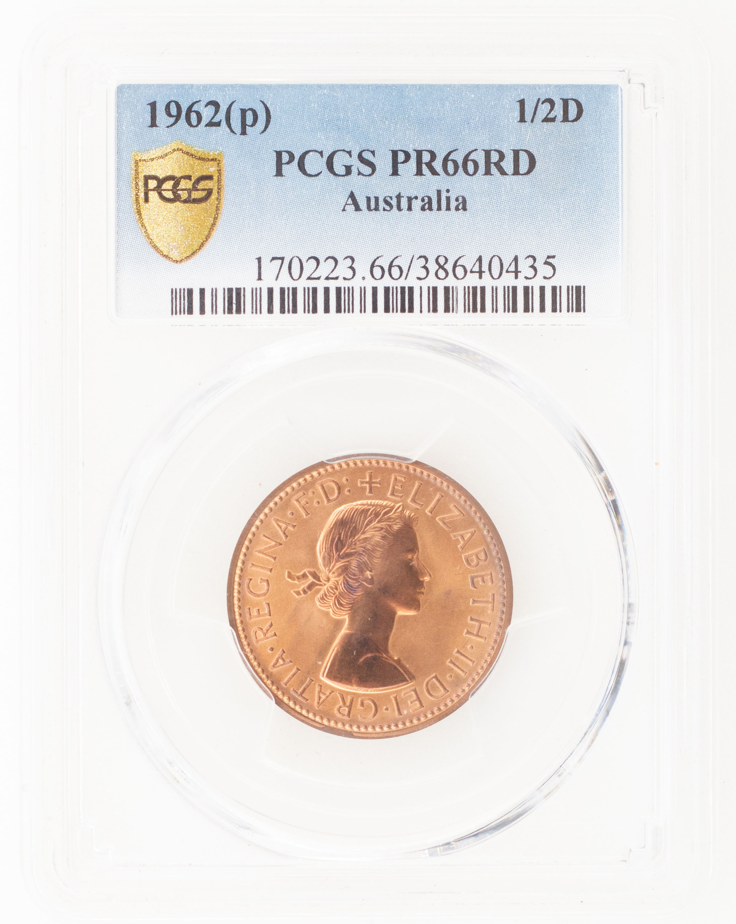 Elizabeth II, Halfpenny, 1962, PCGS PR 66RD