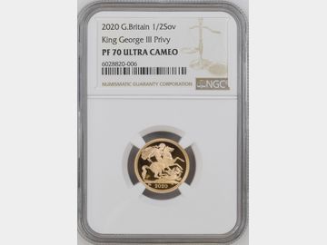 2020 ELIZABETH II 'GIII PRIVY MARK' PROOF GOLD HALF SOVEREIGN PF70 UCAM