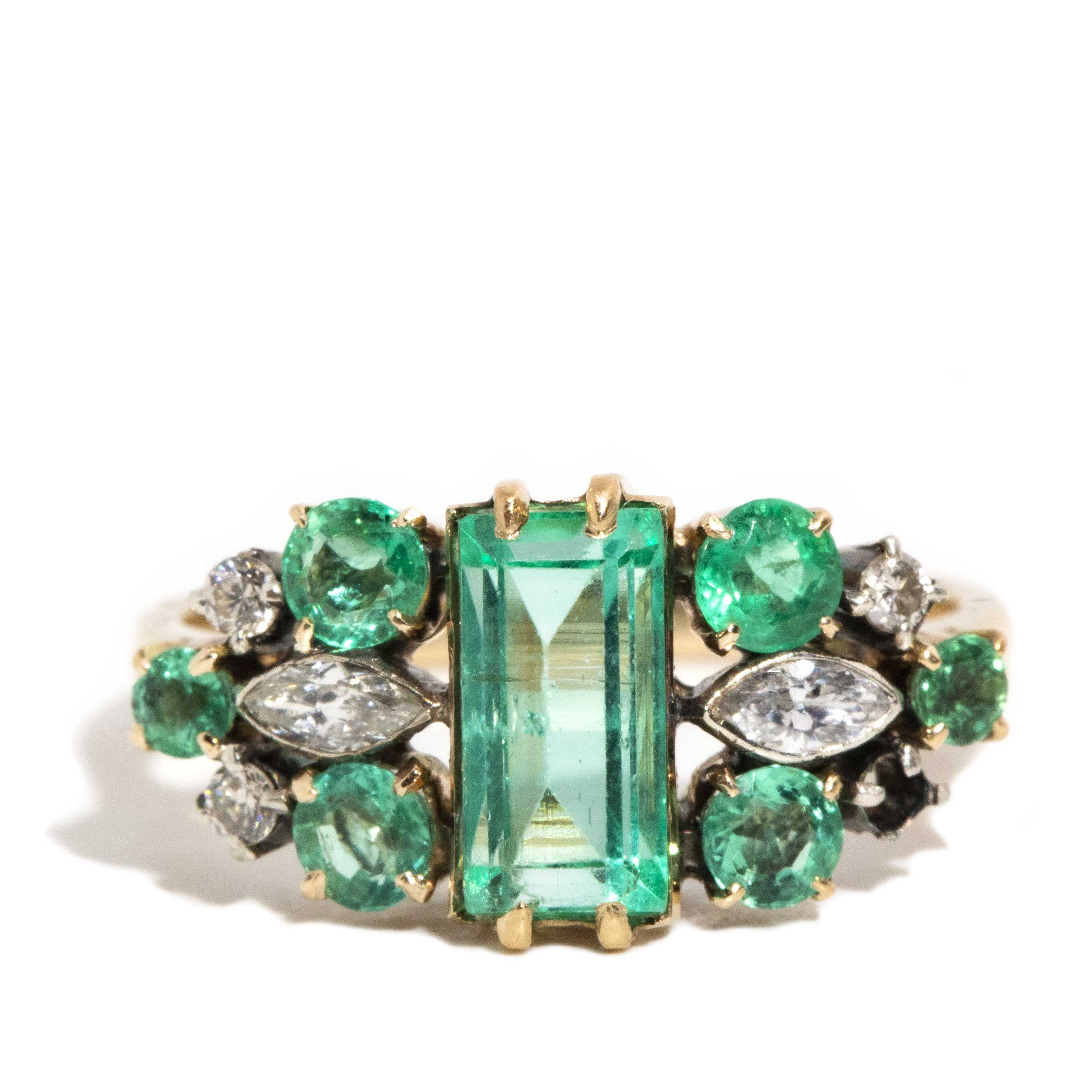 Emerald & Diamond 14 Carat Gold Ring,