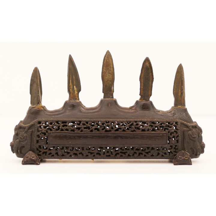 Fine Chinese Archaic Bronze & Zitan Brush Stand