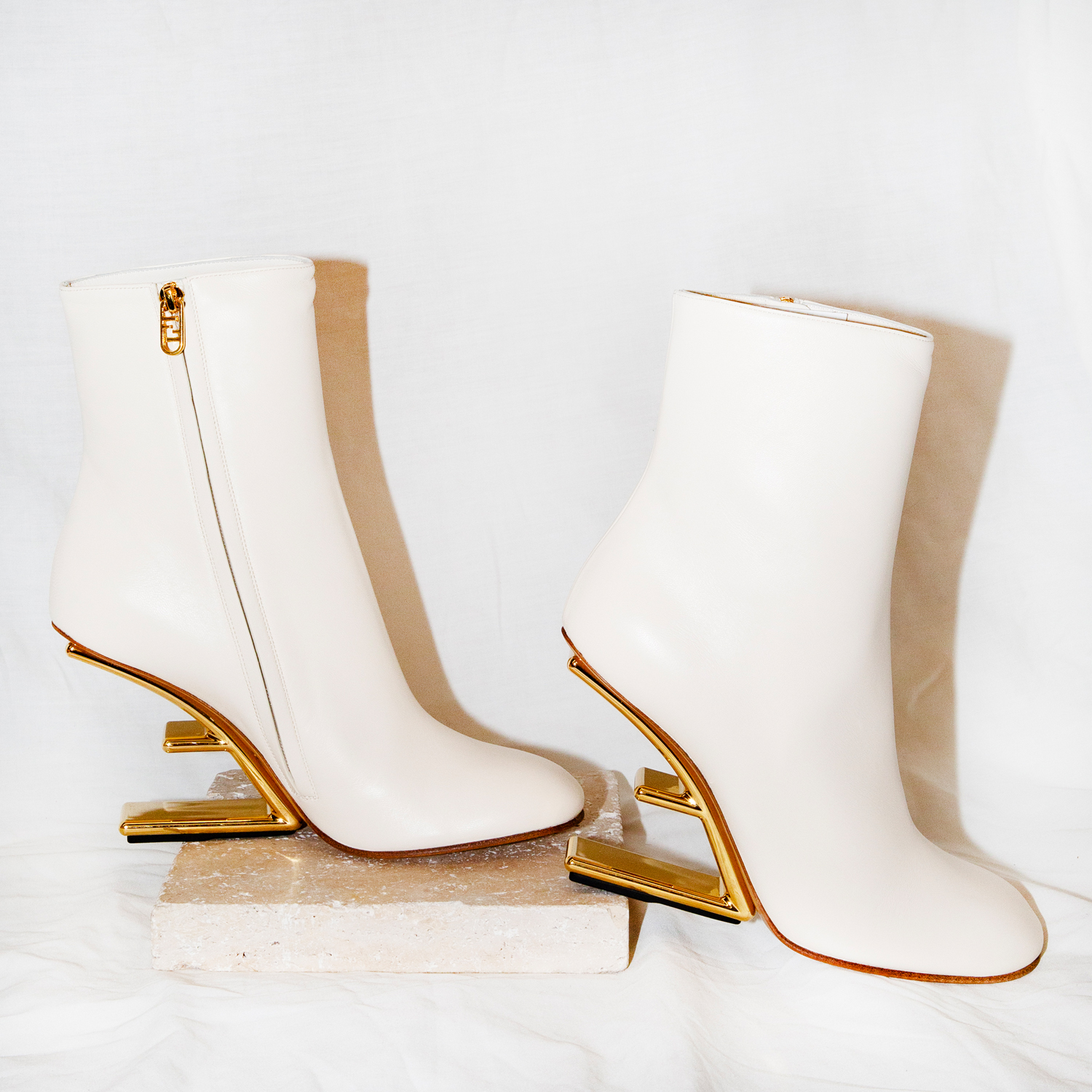 Fendi First Cream White Ankle Boots Size 41