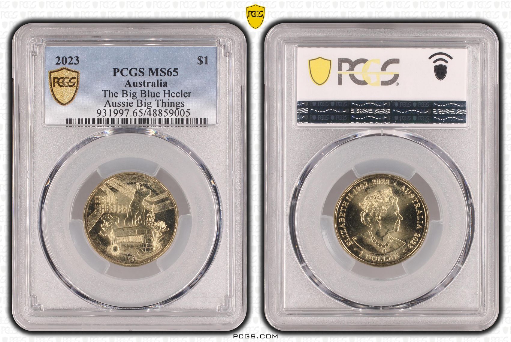 The Big Blue Heeler Aussie Big Things, One Dollar, 2023, PCGS MS65