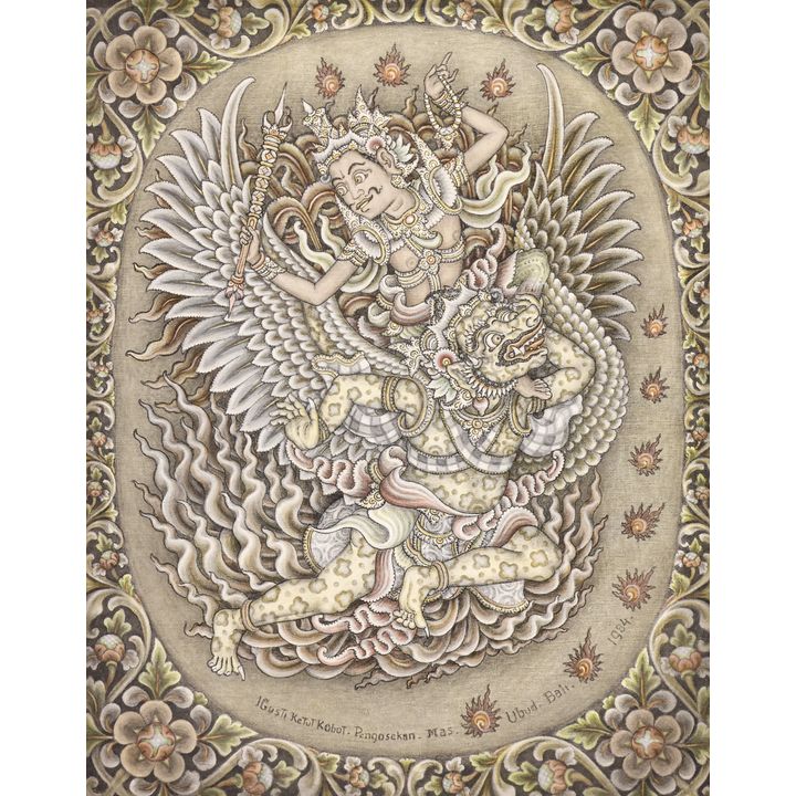 Gusti Ketut Kobot ''Vishnu Transported by Garuda'' Acrylic