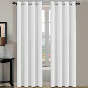 H.VERSAILTEX WHITE CURTAINS 96 INCHES LONG WINDOW TREATMENT PANELS/DRAPES FOR LIVING ROOM MODERN DESIGN GROMMET CURTAIN PANELS FOR