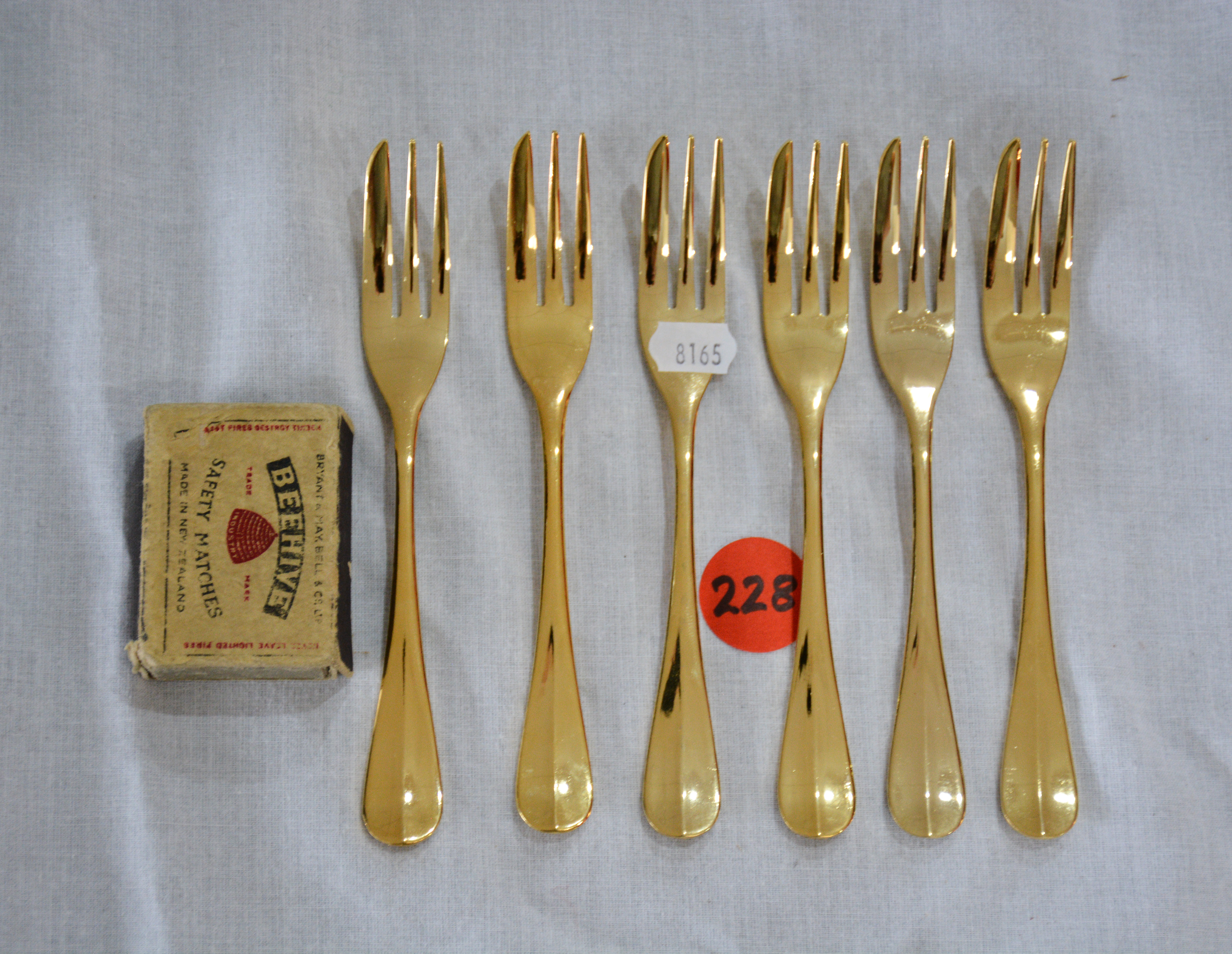 23K Gold Plated Japanese Cake Forks x 6 — sold at auction in New Zealand for $25