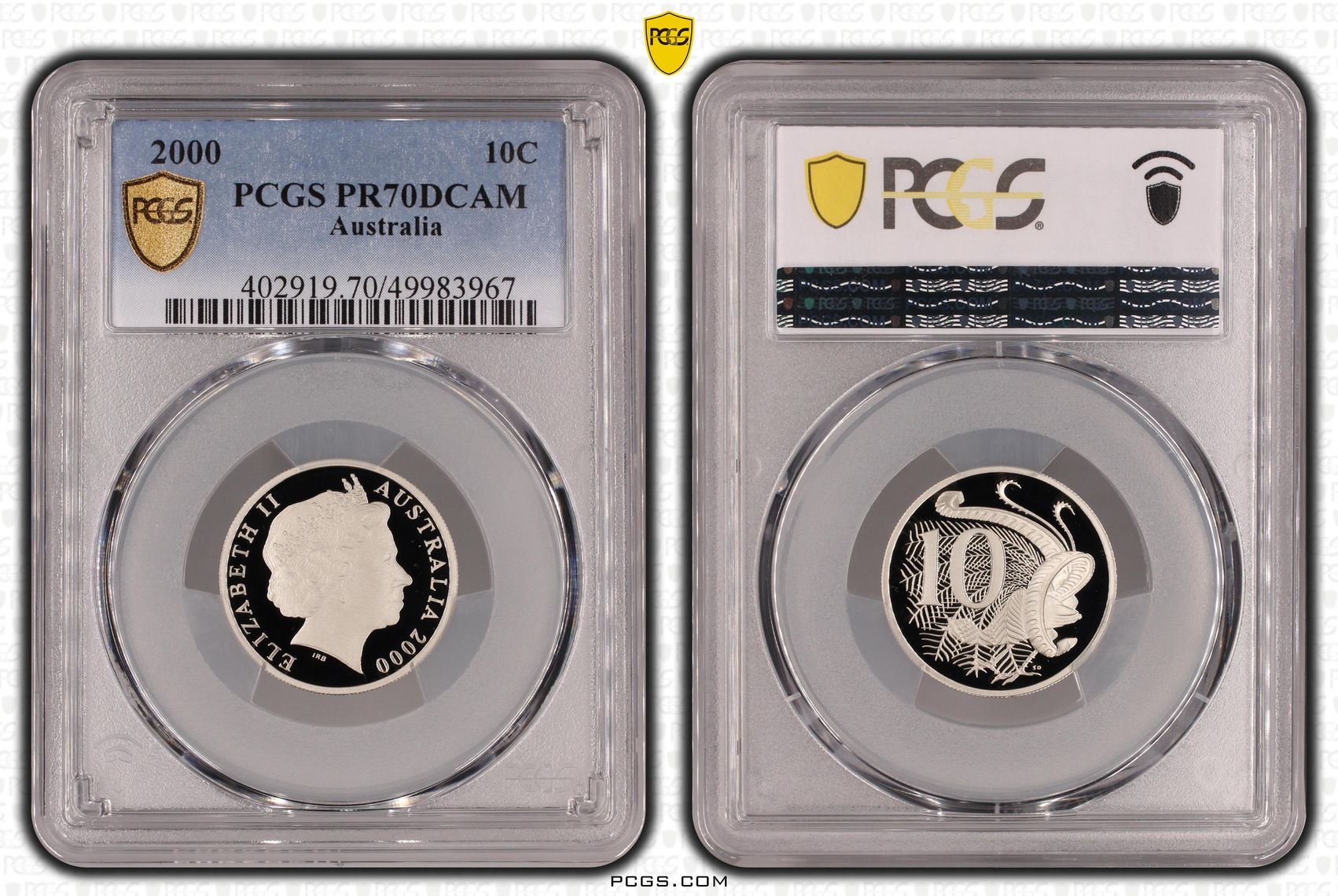 Ten Cent, 2000, Pcgs Pr70dcam