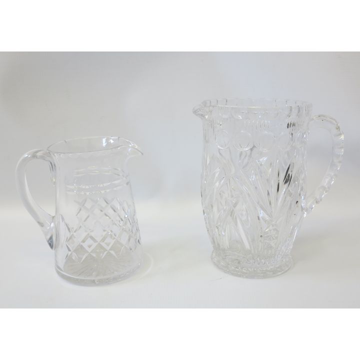 2 CUTGLASS WATER JUGS