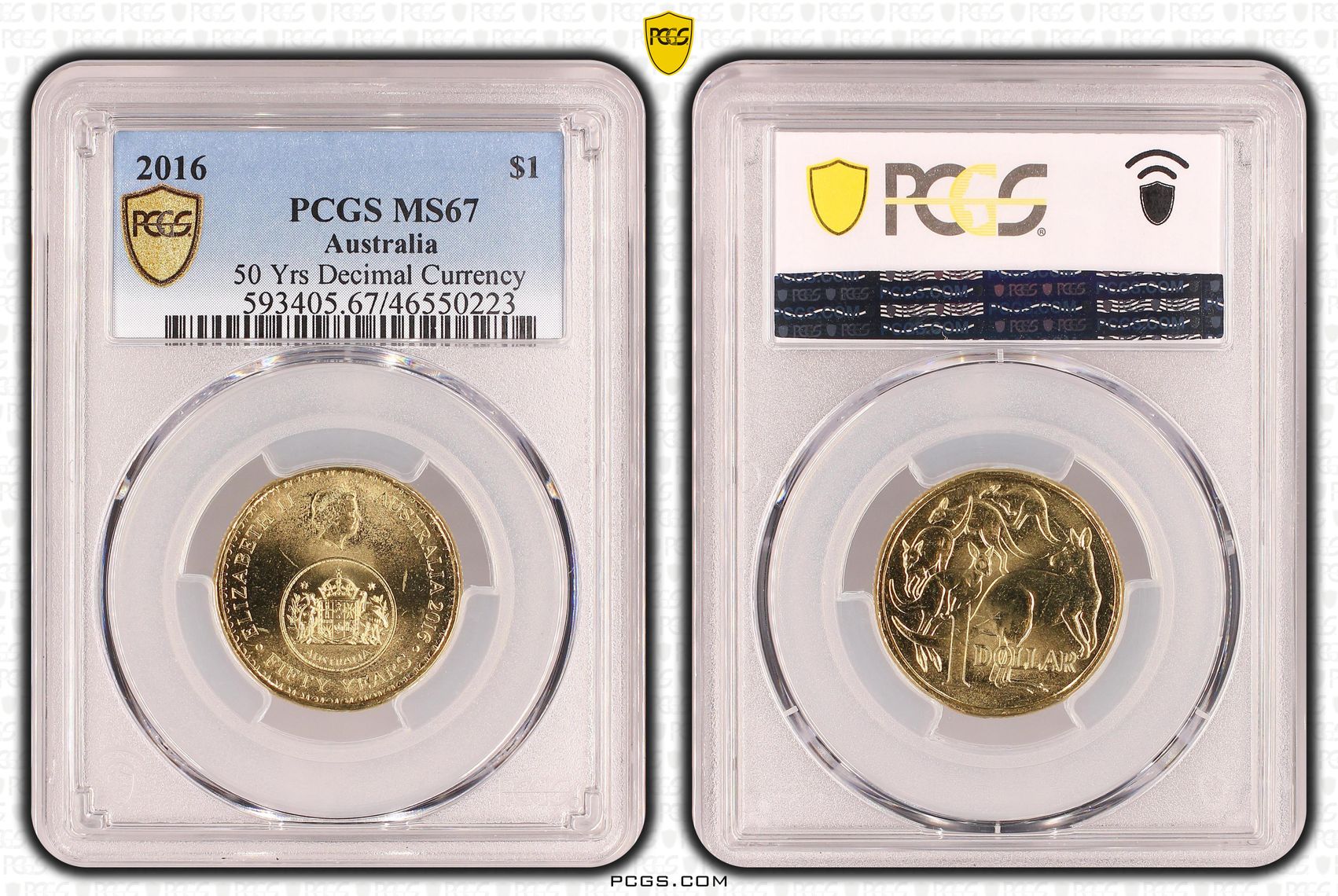 Elizabeth II, 50 Yrs Decimal Currency, One Dollar, 2016, PCGS MS67