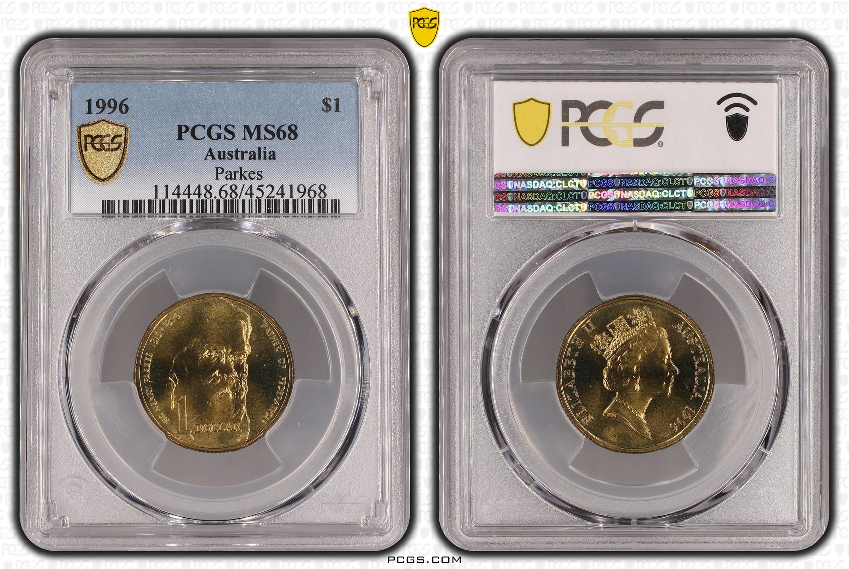 1996 Australia One Dollar, $1 Parkes PCGS - MS68 -968
