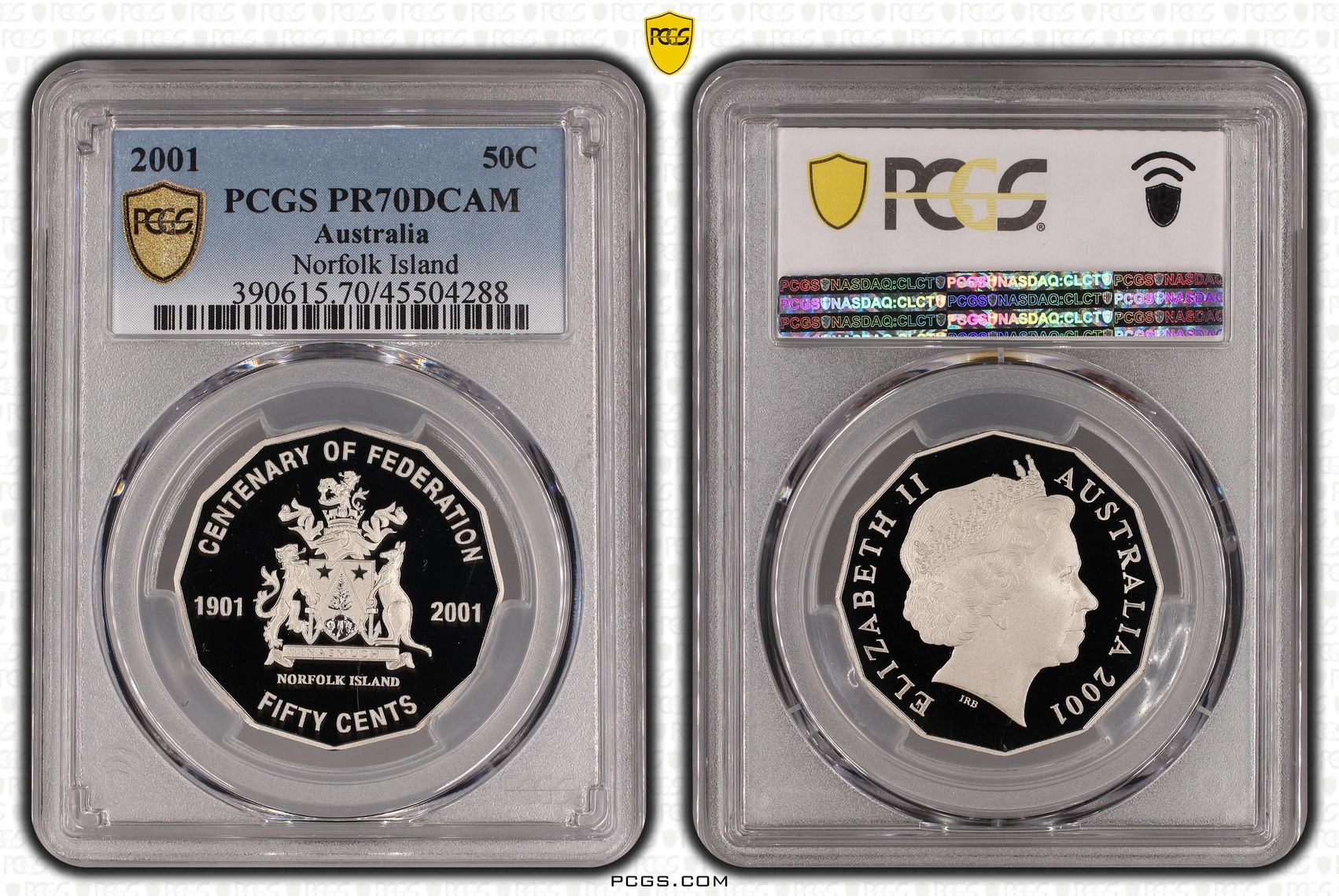 2001 Australian Fifty Cent, 50c Proof Norfolk Island PCGS - PR70DCAM POP 32/0 -288