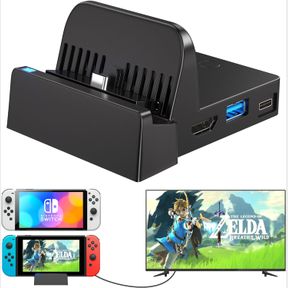 DOCKING STATION FOR NINTENDO SWITCH/SWITCH OLED, PONKOR CHARGING TV DOCK, PORTABLE ADAPTER CHARGER WITH USB 3.0 FOR NINTENDO SWITC