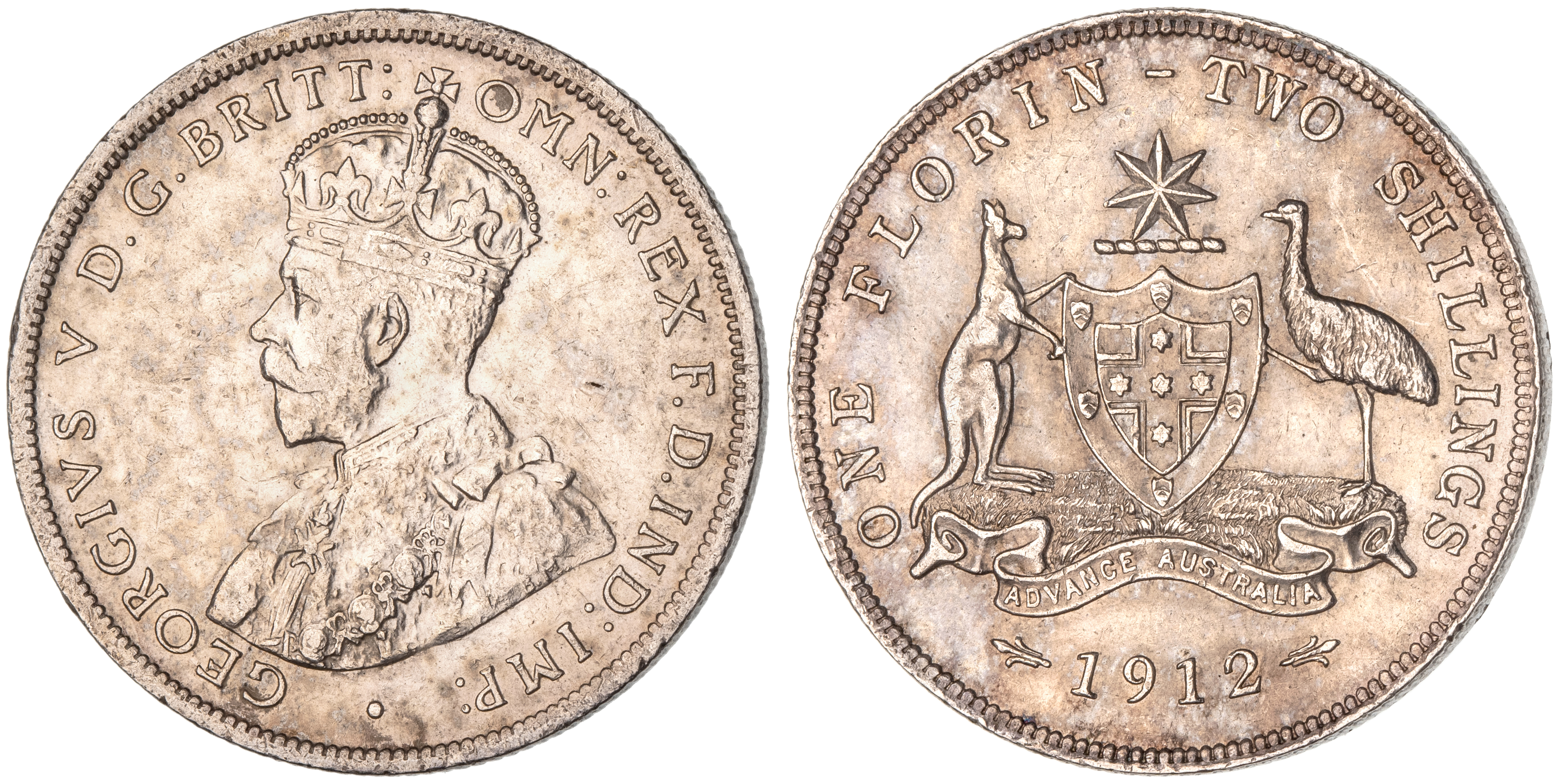George V, Florin, 1912, aEF - EF