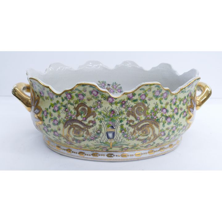 Asian Style Handled Porcelain Centerbowl- 6.5x18''