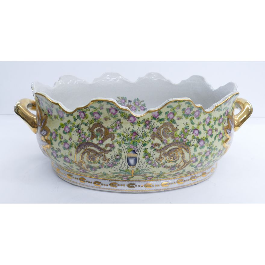 Asian Style Handled Porcelain Centerbowl- 6.5x18''