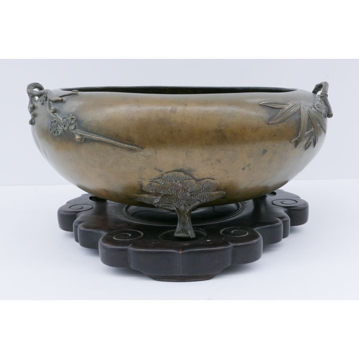 Japanese Meiji Bronze Tripod Prunus Censer