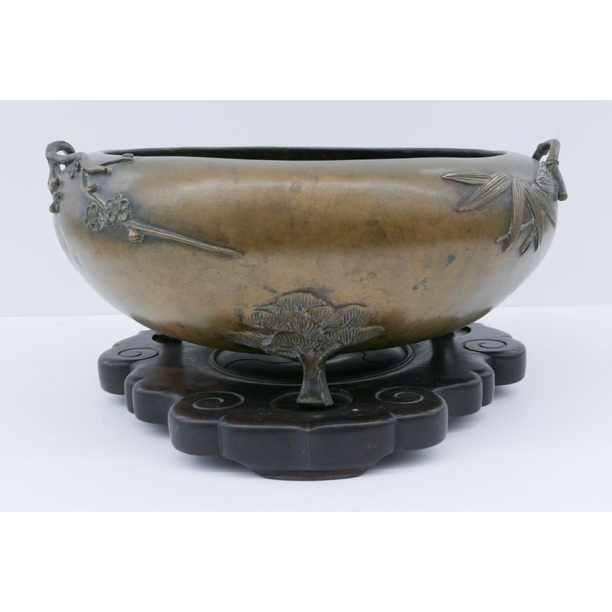 Japanese Meiji Bronze Tripod Prunus Censer