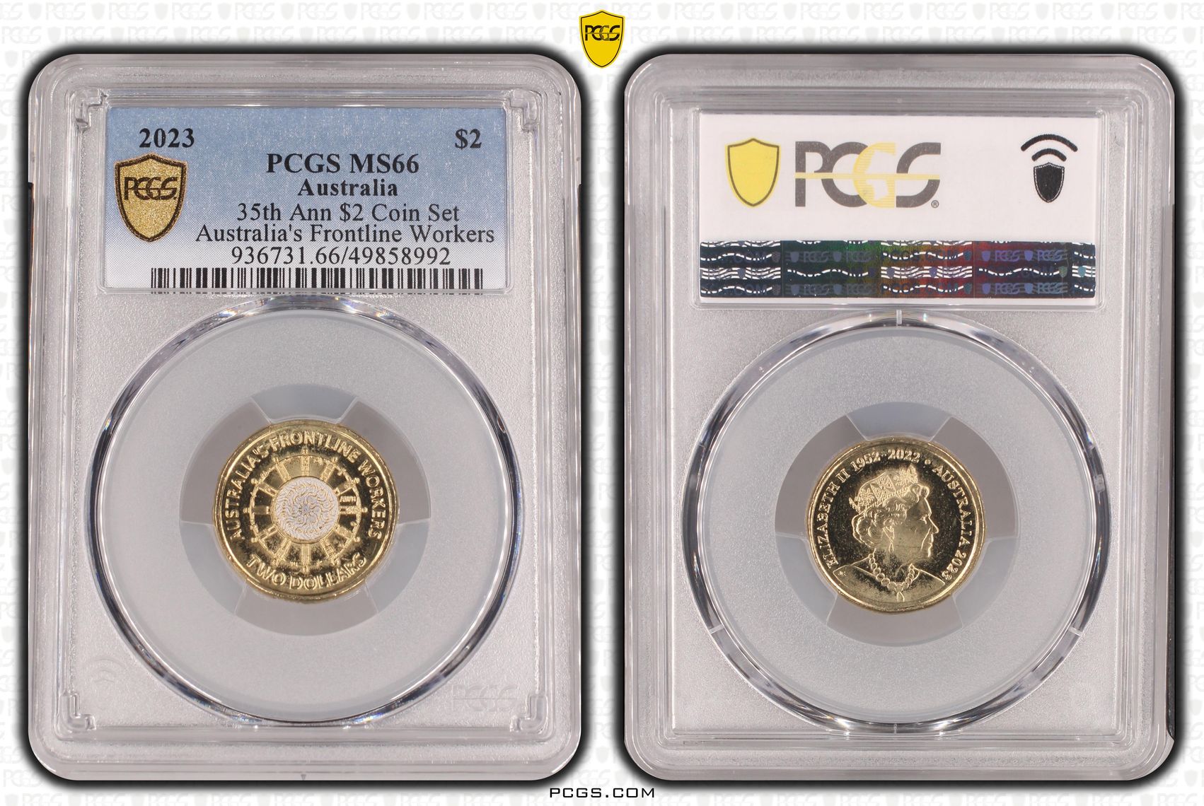 35th Ann $2 Coin Set Colorized - Australia's Frontline Worke , Two Dollar, 2023, PCGS MS66