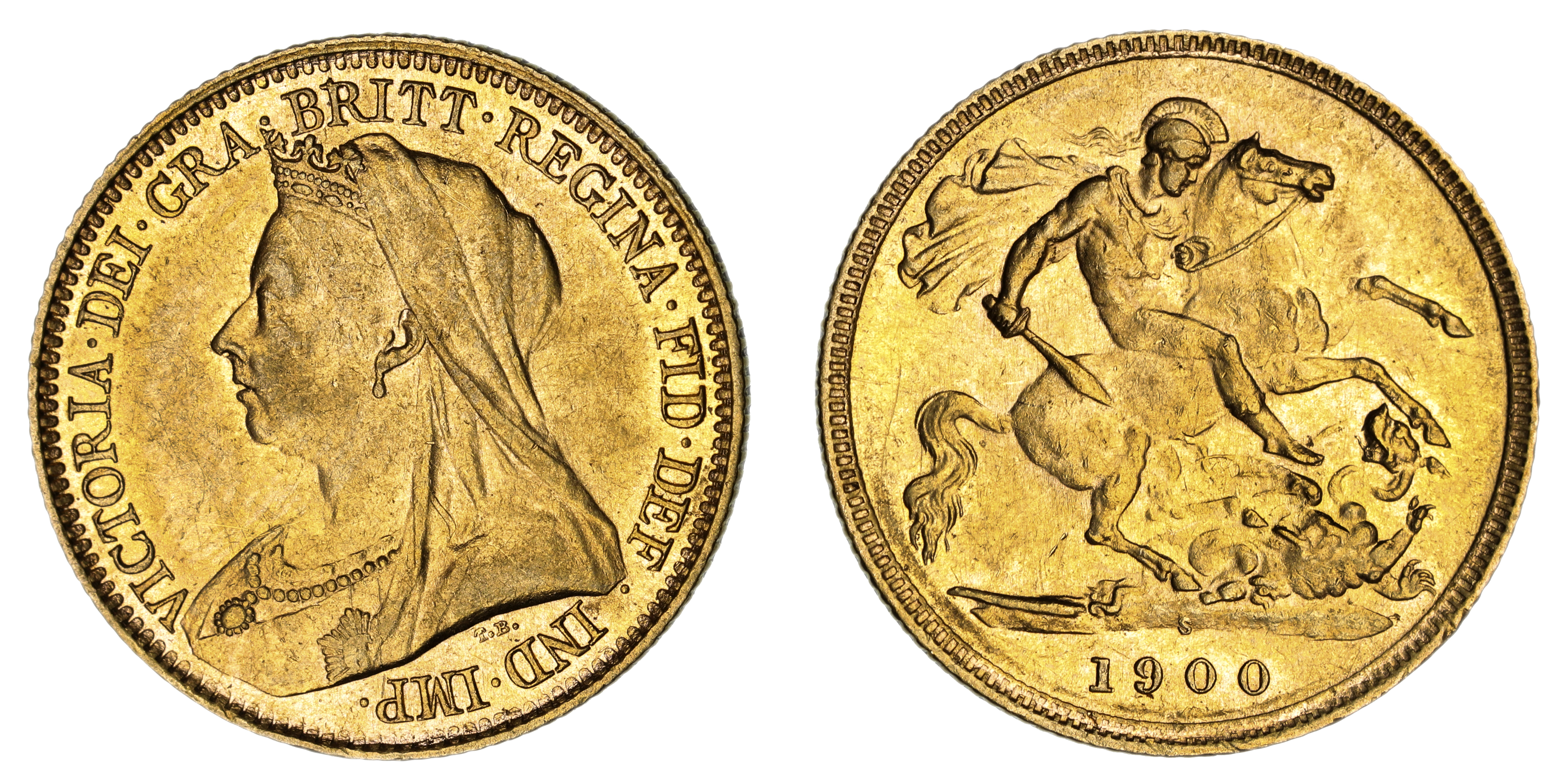 Victoria, St. George Reverse - Sydney Mint - Veiled, Half Sovereign, 1900, EF