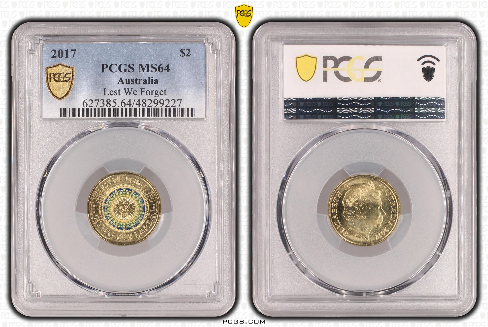 Lest We Forget Colorized , Two Dollar, 2017, PCGS MS64