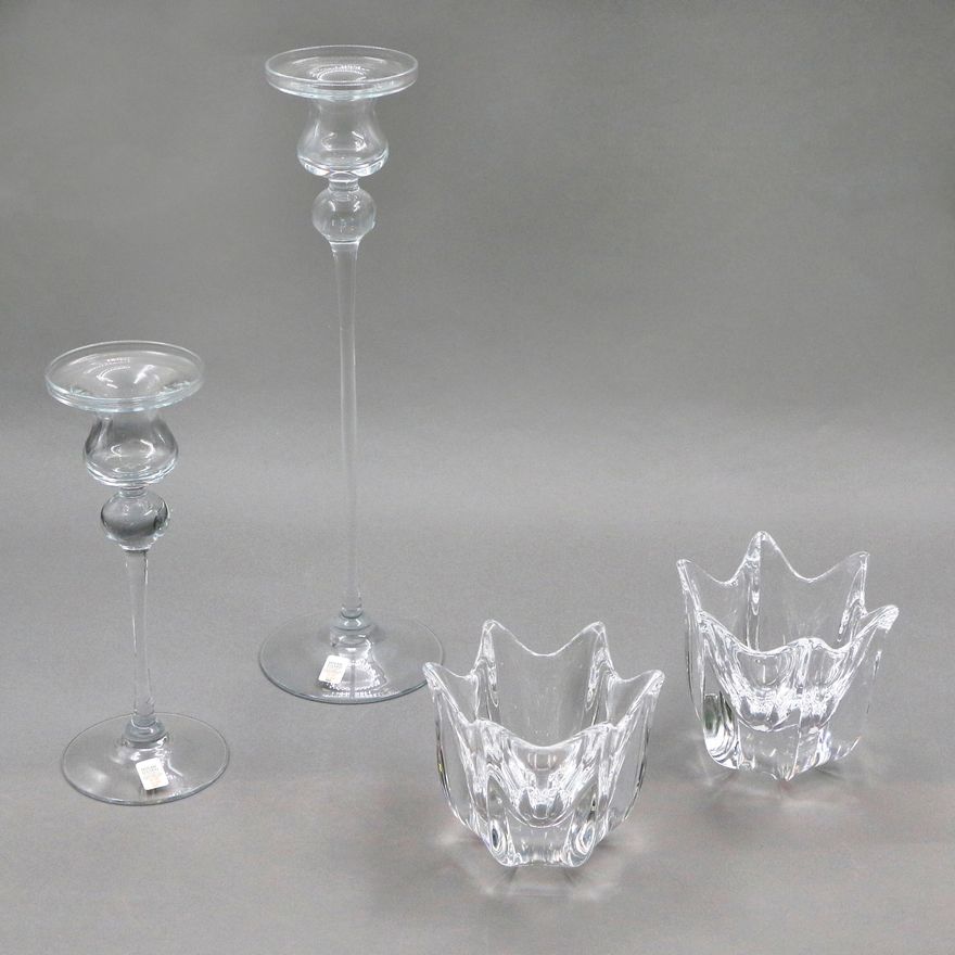 Holmegaard & Orrefors - Four Scandinavian glass candlesticks