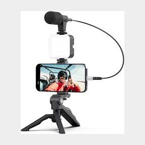 CreativePro 3 in 1 Mini Portable Tripod Kit with In-Built LED light Mic - Compact Design with LED Facelight- 51745/1564 SN B3 (S3)