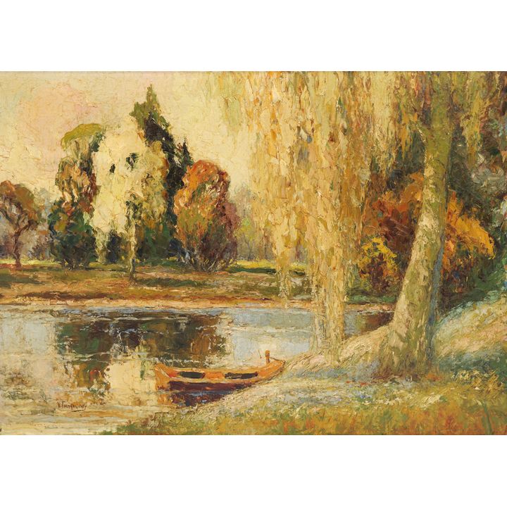 Vasily Tranquillitsky ''Lake Scene'' Oil