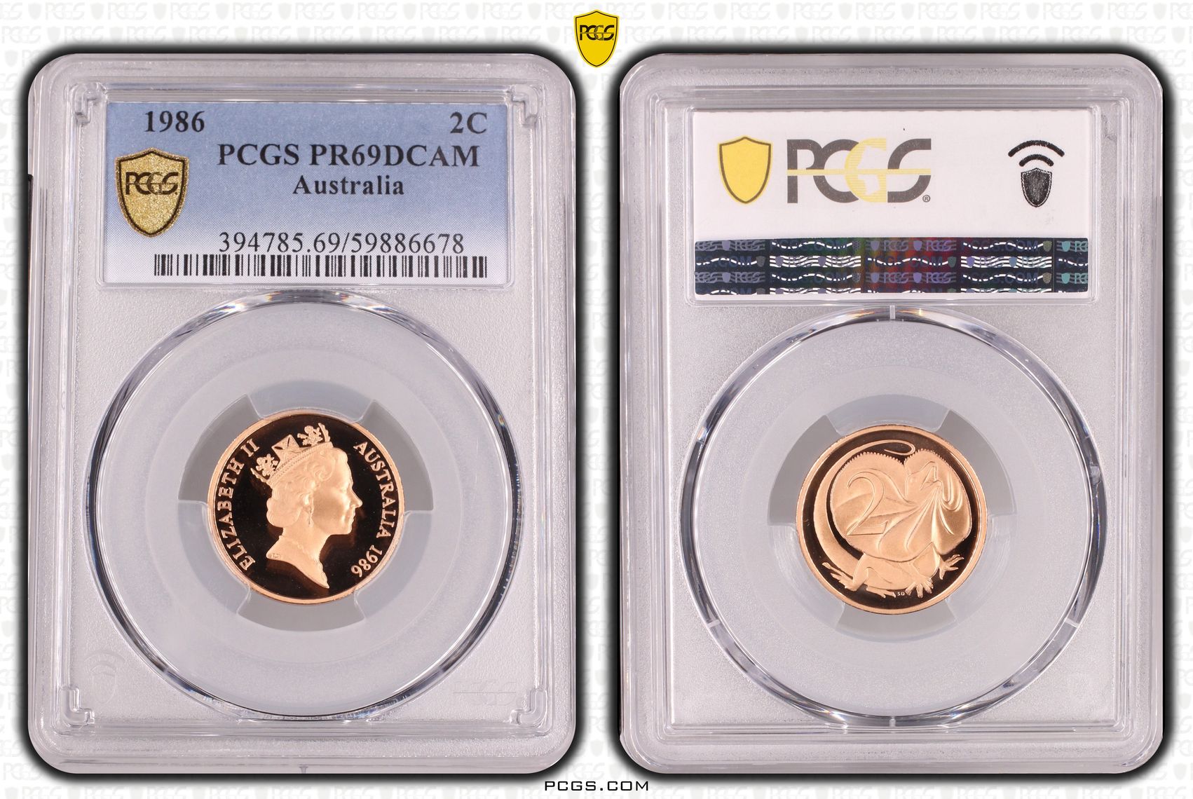 453 · Two Cent, 1986,  PR69DCAM