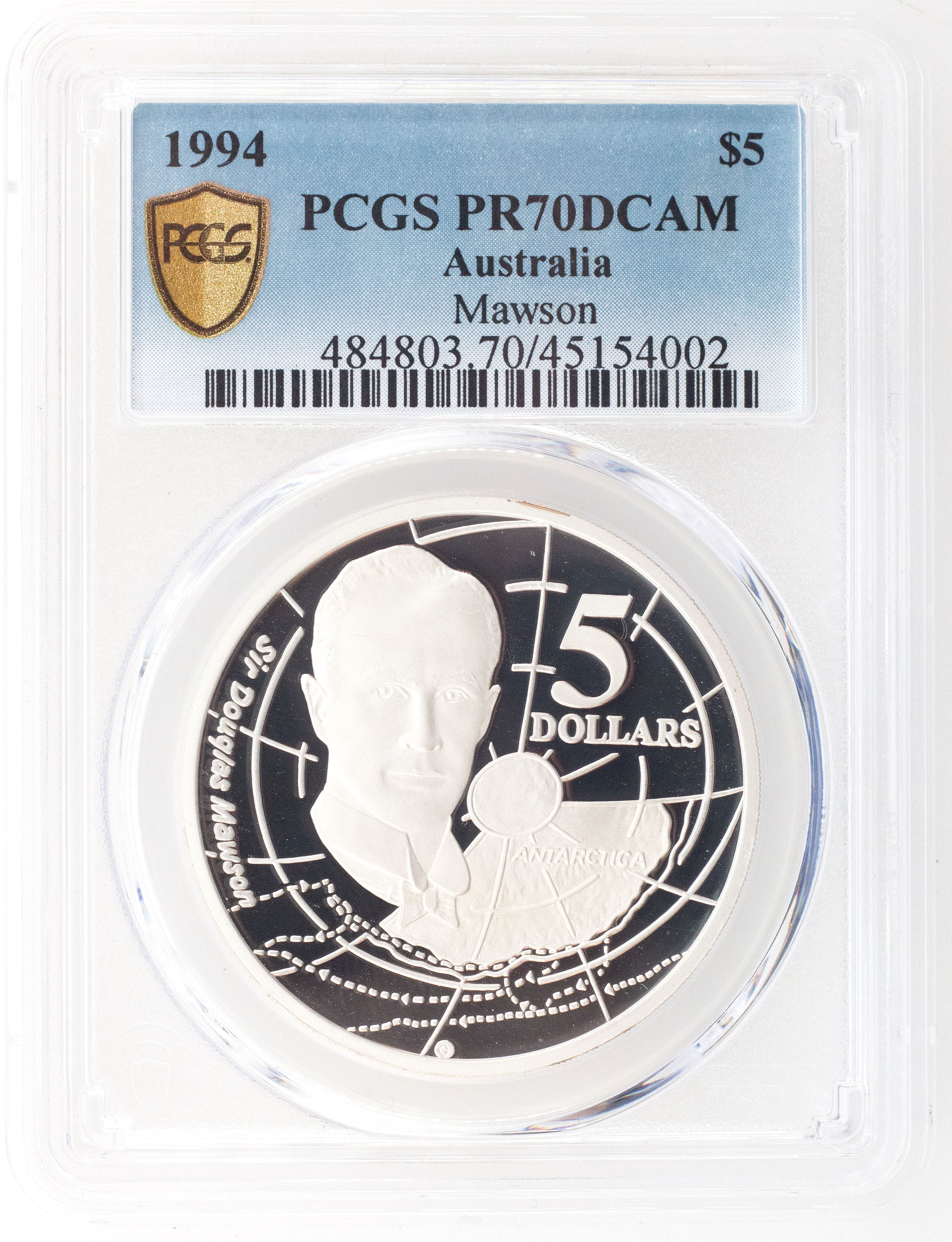 1994 Australia Five Dollar, $5 Silver Proof Mawson PCGS - PR70DCAM POP 6/0 -002