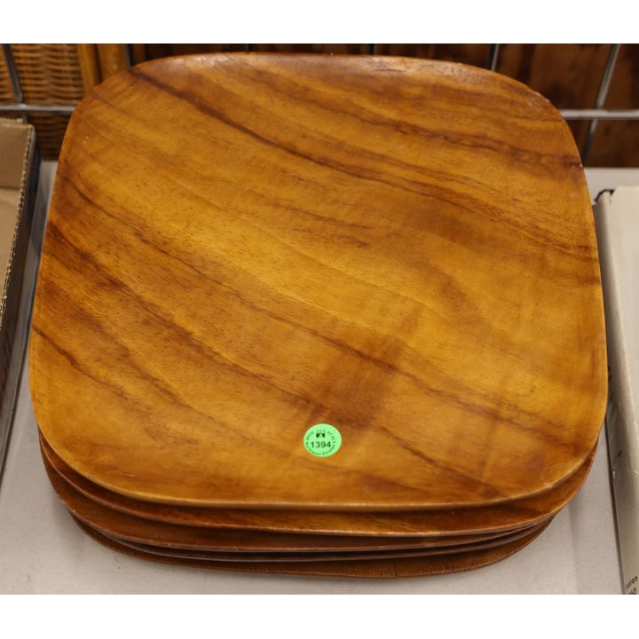 Set 5 Haitian Monkey Pod Wood Plates 12''